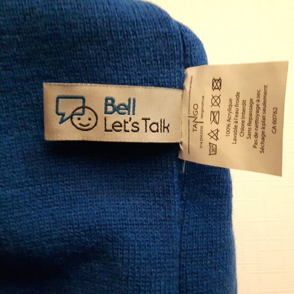 Bell Let's Talk Day White and Blue Striped Toque - Picture 3 of 3